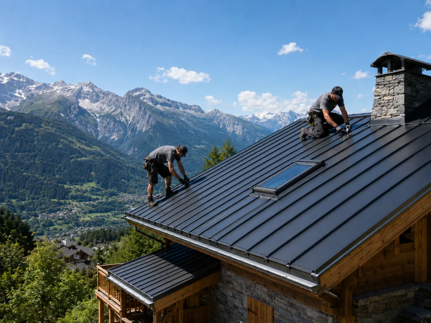 Intervention sur couverture de chalet